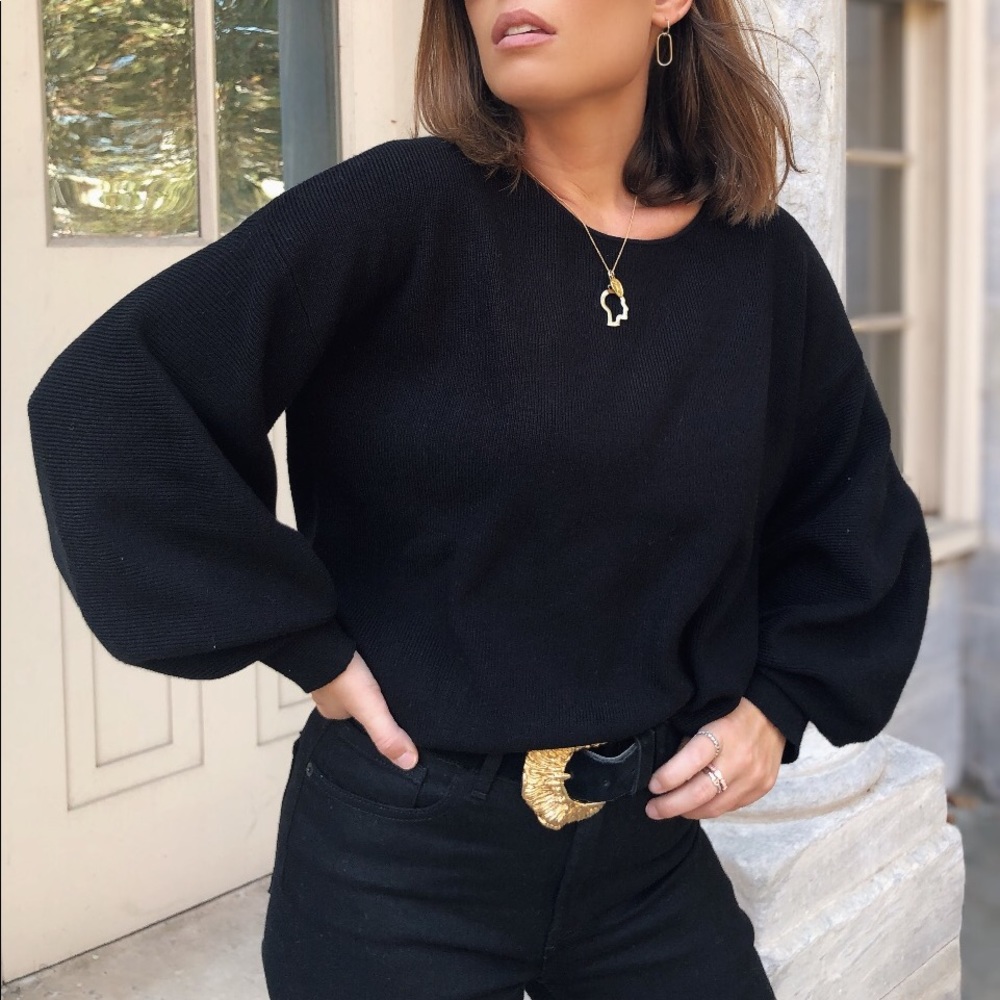 Yasmine Puff Sleeve Cozy Knit Sweater - Blush - Picture 8 of 8
